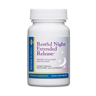 Dr. Whitaker Restful Night Extended Release Melatonin Sleep Aid Helps You Fall Asleep and Stay Asleep Longer with Dual-Layer, Extended Release Technology, 30 Tablets (30-Day Supply)