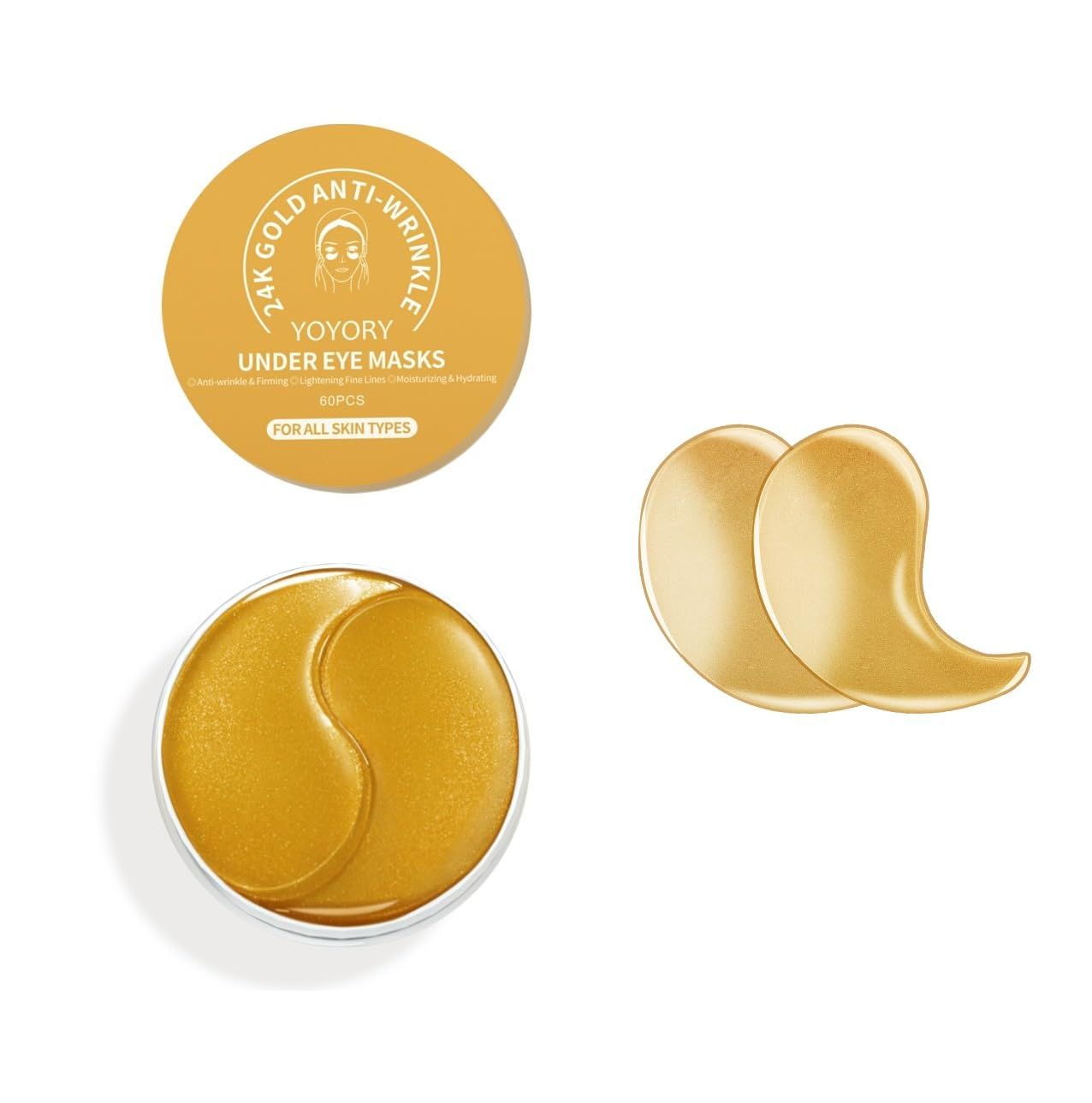 YOYORY Under Eye Patches - Dark Circles, Puffy Eyes, Fine Lines, Eye Bags Treatment with Hyaluronic Acid Collagen, Moisturizing Hydrating 30 Pairs,gold