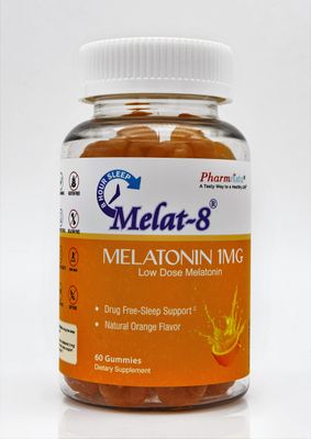 Melat-8 Low Dose Sleep Gummies - Melatonin 1mg, for Sleep Support - 60 Count, Cherry Orange Flavor