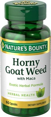 Nature&#39;s Bounty Horny Goat Weed with Maca, Herbal Health Supplement, 60 Capsules