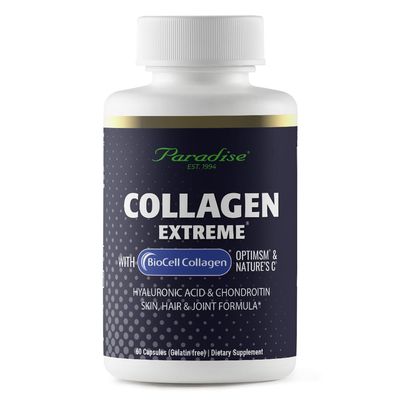 Paradise Herbs Collagen Extreme with Biocell Collagen, Hylauronic Acid and Nature&#39;s C, for Healthy Hair, Skin, and Joints, 60 Capsules