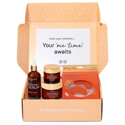 SpaLife Complete Vitamin C Skin Care Variety Bundle - Nourishing Under Eye Patches, Revitalizing Face Eye Cream, and Potent Facial Serum for Youthful Radiance - Skincare Gift Set for Dry Skin