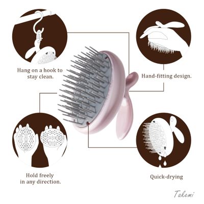 Vess Shampoo Brush with Soft Bristles for Hair Growth and Hair Care, Shower Hair Brush, Men Women Kids, Made in Japan (Pink)
