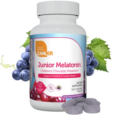 Zahler 1MG Children&#39;s Melatonin for Kids - Sleep Support and Quality Rest for Ages 4 Delicious Natural Grape Flavor - Non GMO Kosher Low Dose Childrens Melatonin 1 MG (120)