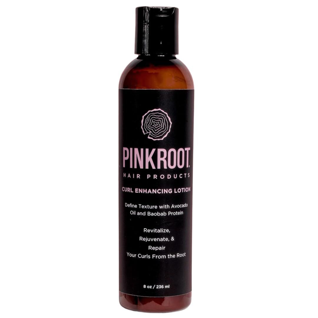 Pink Root Hair Products Curl Enhancing Lotion for Curly, Wavy, and Kinky Hair - with Avocado Oil Baobab Protein, 8 oz