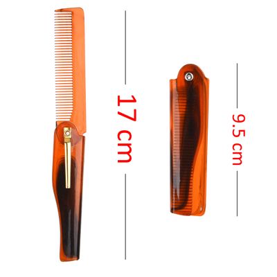 Kare Kind Folding Pocket Comb for Men - 4 Pc Fine Tooth Comb (2 Brown and 2 Black Set) - For Styling Hair, Mustache, Beard - Men's Grooming - Ideal Gift