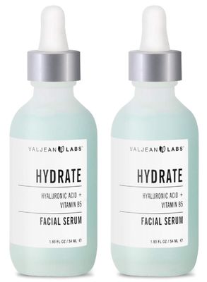 Valjean Labs Facial Serum, Hydrate Hyaluronic Acid Vitamin B5 Helps to Hydrate and Plump Skin and Restore Elasticity Paraben Free, Cruelty Free, Made in USA (1.83 oz, 2 Pack)