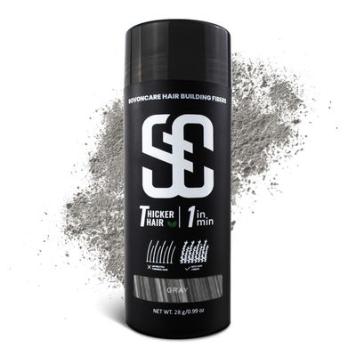 SOVONCARE Hair Fibers for Thinning Hair Gray, Hair Building Fibers for Bald Spots Undetectable Natural, Conceals Hair Loss Fill In Fine, Hair Powder Hair Thicker Instantly for Women Men 28g