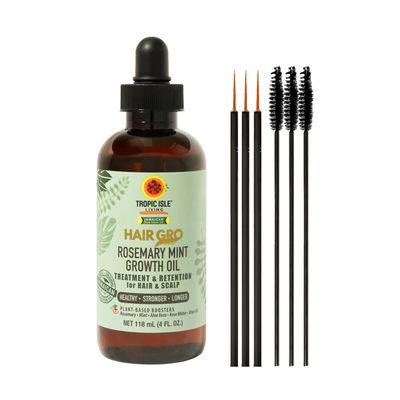 TROPIC ISLE LIVING Rosemary Mint Growth Oil 4oz120ml Brush Set - Treatment Retention for Hair Scalp, Provides Healthier Hair