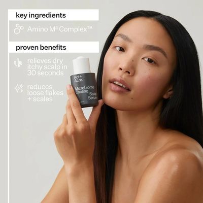 ACT ACRE Microbiome Cooling Scalp Serum - Instant Relief for Dry Itchy Scalp Loose Flakes - Peppermint Oil Amino Acid for Scalp Balance - Natural, Vegan, Paraben-Free Formula - 2.2 fl oz