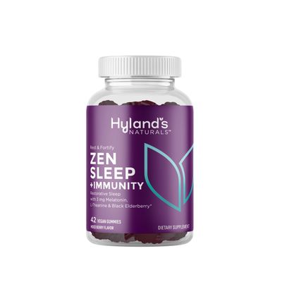 Hyland&#39;s Rest and Fortify Zen Sleep Aid and Immune Support, 42 Vegan Gummies, with Melatonin and L-Theanine for Sleep Support and Organic Black Elderberry, Vitamin C and Zinc