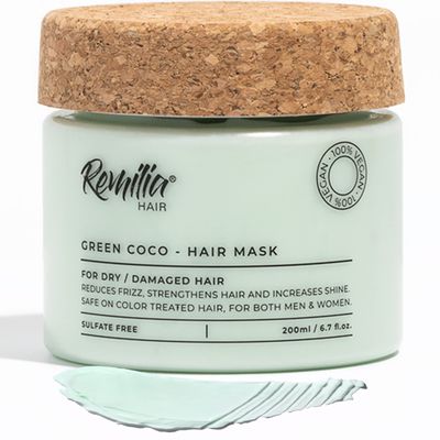 Remilia Hair Mask for Dry Damaged Hair and Growth - Deep Conditioning Hair Mask with Coconut Oil, Green Tea, Avocado, Castor Oil - Hydrating Soothing Vegan Protein Conditioner, 200ml