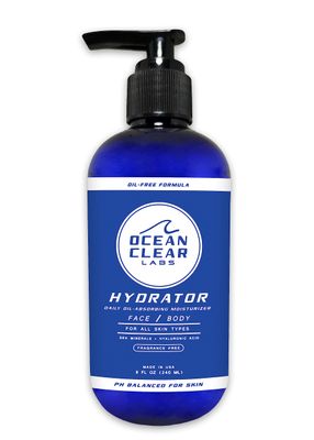 Ocean Clear Labs Daily Moisturizer for Face and Body, Natural Skin Hydrator for Acne, Oily, Sensitive Skin, Absorbs Excess Oil, Hyaluronic Acid, Oil-Free, Non-Comedogenic, Unscented (8oz)