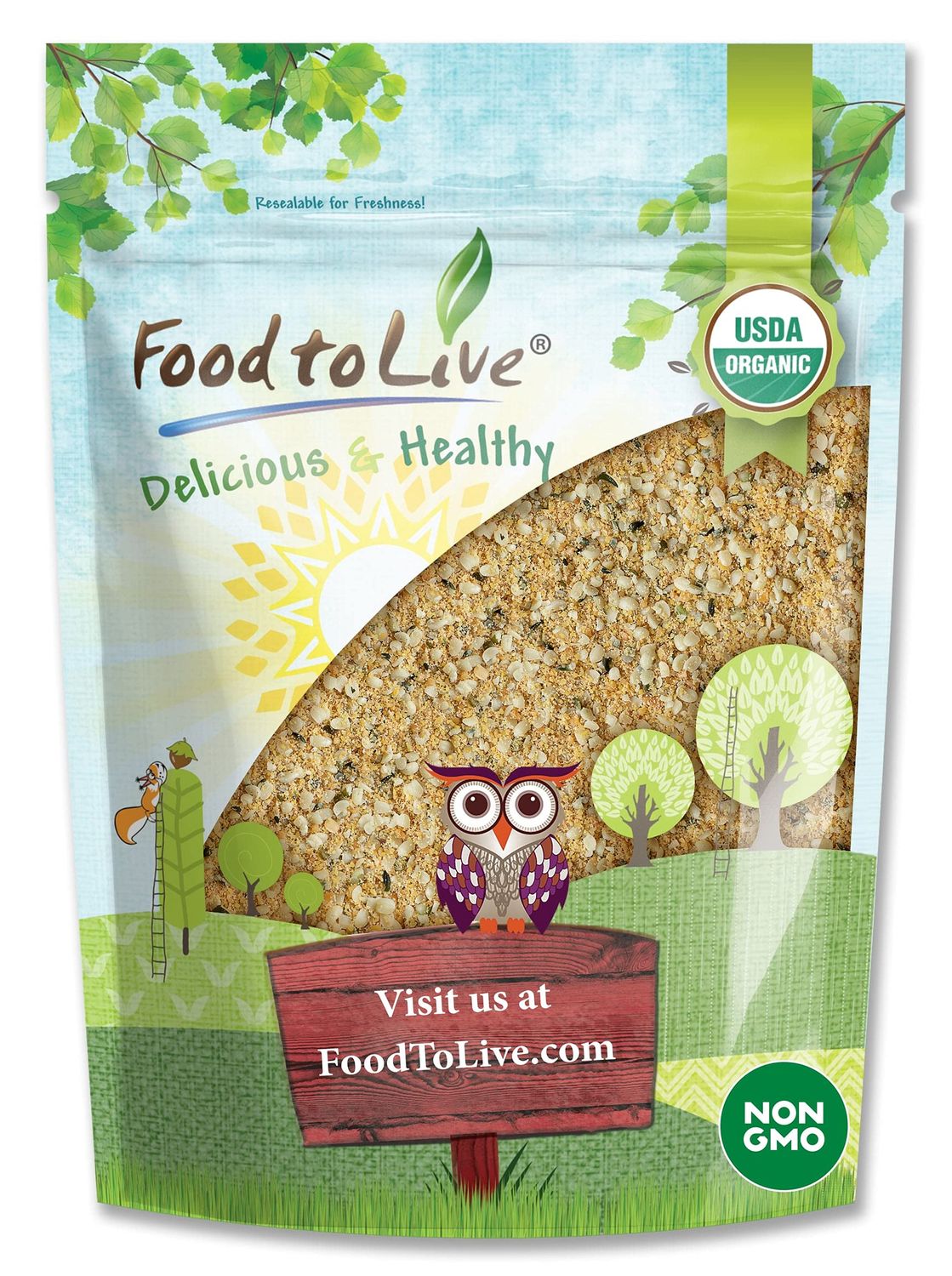 Food to Live - Organic Powerful Flax and Hemp Seeds Blend, 4 Pounds - Non-GMO Mix of Raw Hemp Hearts and Cold-Milled Golden Flaxseeds, Vegan, Kosher