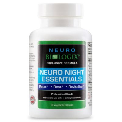 Neuro Night Essentials - Natural Nighttime Support with GABA, Melatonin, Valerian Root, LTheanine, Magnesium More - Promotes Relaxation, Mood Balance Rest - 60 Veg Capsules - Made in The USA