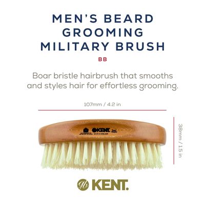Kent BB Military Wave Hair Brush - 100 Natural Boar Bristle, Scalp Brush for Men's Grooming, Thinning Hair, Mustache and Beard Brush for Men Made in England"