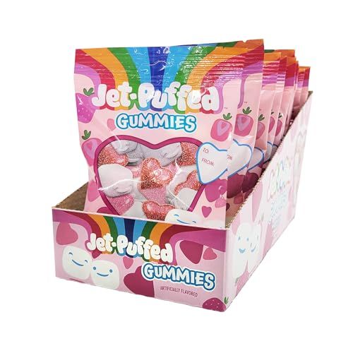 Marshmallow Gummy Peg Bag - Valentines Day Gummies - Bulk Valentine&#39;s Candy - Classroom Candy - Box of 12