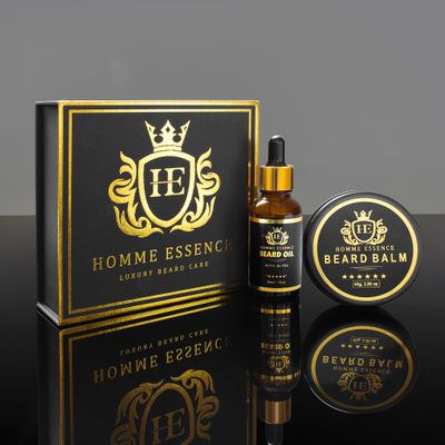 Homme Essence Luxury beard oil for men- Beard Growth Kit for men - Includes Beard Oil Balm - Natural Ingredients, Sandalwood Scent - Nourish, Condition, Soften Facial Hair