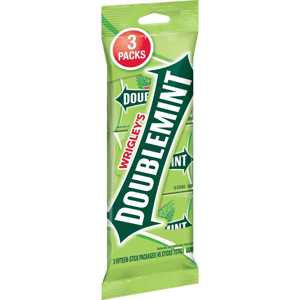 WRIGLEY&#39;S Doublemint Chewing Gum Bulk Pack, 15 Stick Count (Pack of 3) - Gum Packs