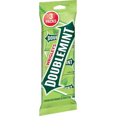 WRIGLEY&#39;S Doublemint Chewing Gum Bulk Pack, 15 Stick Count (Pack of 3) - Gum Packs