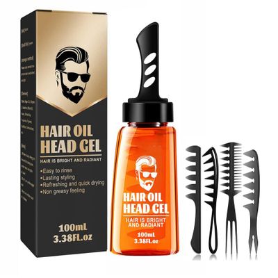 Grospe Hair Styling Gel, 2-in-1 Wax Gel with Comb, Men&#39;s Grooming gel, Moisturizing Long Lasting Fast Build , 100 ml, Includes 4 Hair Styling Combs