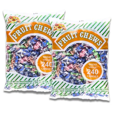 Albert&#39;s Candy Assorted Fruit Chews Candy, Individually Wrapped, 1.5 lb Bag, 240 Pieces (2-Pack)