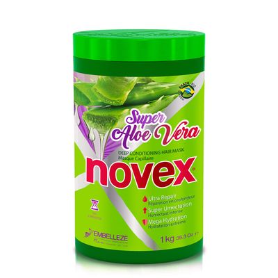 NOVEX Super Aloe Vera Hair Mask Infused with Organic Aloe Vera, Frizz and Volume Control, 35.3 Oz, Jar