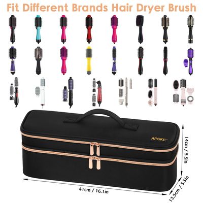 APOKE Double Layer Travel Case Compatible with Revlon One Step Hair Dryer Brush Original 1.0 Plus 2.0, Portable Lightweight Carrying Case Storage Bag for All Brand Hot Tools Volumizer Hot Air Brush