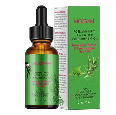 Mooyam Organics Rosemary Mint Scalp Hair Strengthening Oil with Biotin - Encourages Healthy Growth 2 oz