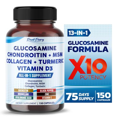 PEAKPURY Glucosamine Chondroitin MSM Collagen Turmeric - Joint Health Support- Made in USA