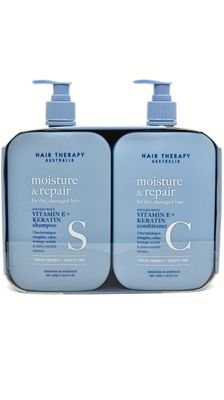 Moisture Repair For Dry, Damaged Hair Vitamin E Keratin Infusion Vegan Friendly Shampoo Conditioner Set, 2.11 Pound (Pack of 2), Blue