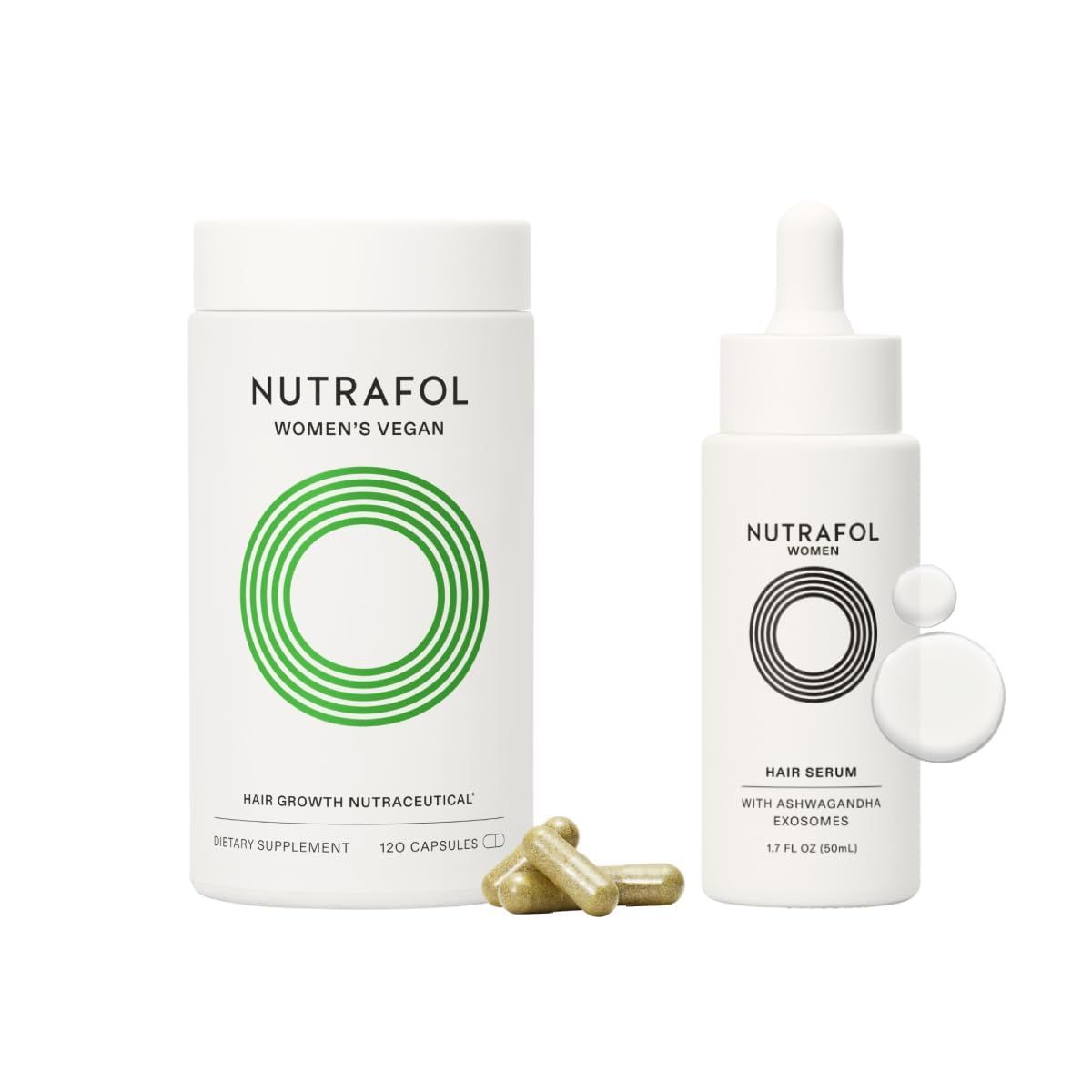 Nutrafol Women&#39;s Hair Growth Supplements and Hair Serum, Women 18-44 Years Old, Clinically Tested for Visibly Thicker, Stronger Hair, 100 Vegan Ingredients, Dermatologist Recommended - 1 Month Supply