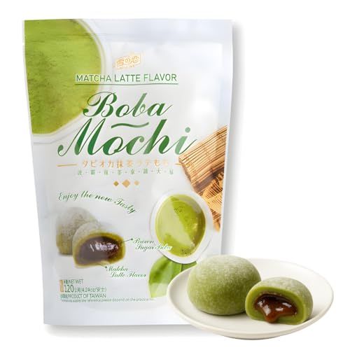 UNHA&#39;S ASIAN SNACK BOX Japanese Matcha Mochi Treats - Traditional Green Tea Rice Cakes with Brown Sugar Jam Filling, Individually Wrapped for Snacking or Gifting (4.24oz)