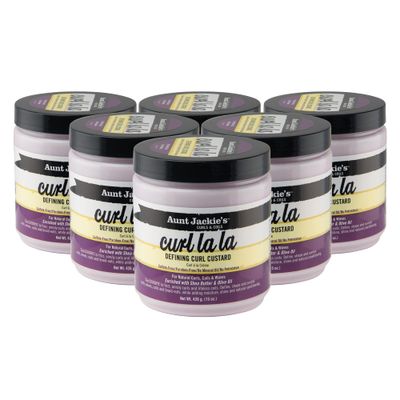 Aunt Jackie&#39;s Curls and Coils Defining Custard for Natural Hair, Enriched with Shea Butter and Olive Oil, 15 oz, 6 Pack