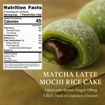 UNHA'S ASIAN SNACK BOX Japanese Matcha Mochi Treats - Traditional Green Tea Rice Cakes with Brown Sugar Jam Filling, Individually Wrapped for Snacking or Gifting (4.24oz)
