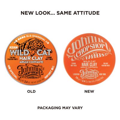 Johnny's Chop Shop Men's Ultimate Wild Cat Hair Clay-Styling Strong Hold, Molding, Matte Finish, Natural Look, Non Greasy, Reworkable 2.46 oz (Pack of 1)