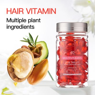 YP 40 Capsules Hair Vitamins A, C, E, B5 - Hair Oil with Argan Avocado Oil - Vitaminas para el Cabello Leave-in Conditioner for Frizzy Hair, Nourishing Hair Serum for Men Women