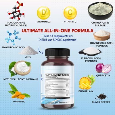 PEAKPURY Glucosamine Chondroitin MSM Collagen Turmeric - Joint Health Support- Made in USA