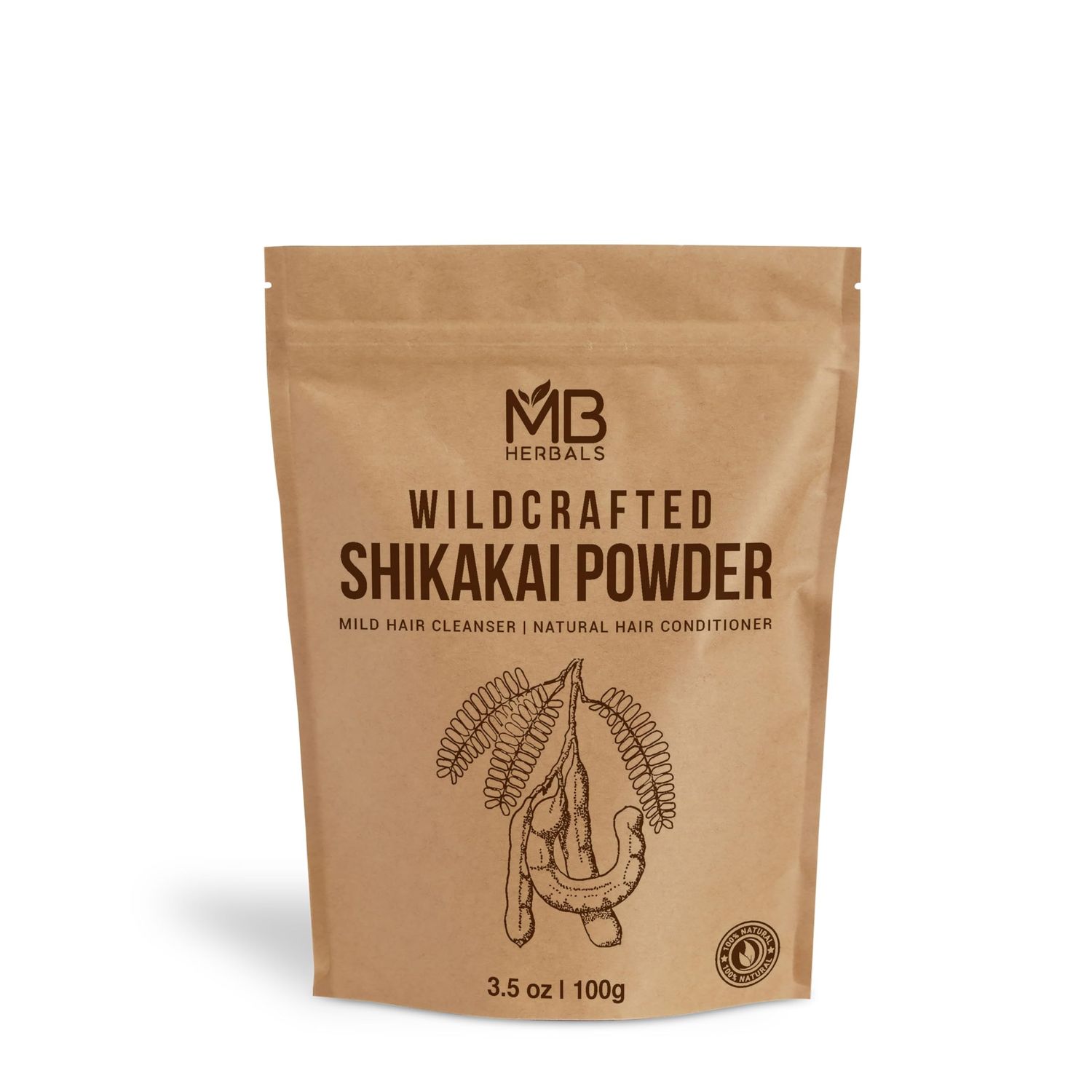 MB Herbals Pure Shikakai Powder 100g 3.5 Oz 100 Pure Acacia concinna Powder - Natural Hair Cleanser Conditioner