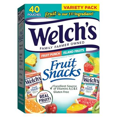 Welch&#39;s Fruit Snacks, Fruit Punch Island Fruits, Individual Single Serve Bags, 0.8 oz (Pack of 40)