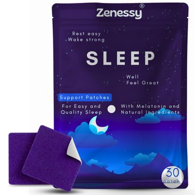 Zenessy Sleep Patches - Herbal Melatonin, Valerian Root and Magnesium Infused Patches for Better Sleep, All-Night Rest Relaxation, Non-Habit Forming, Easy to Apply, 30 Patches