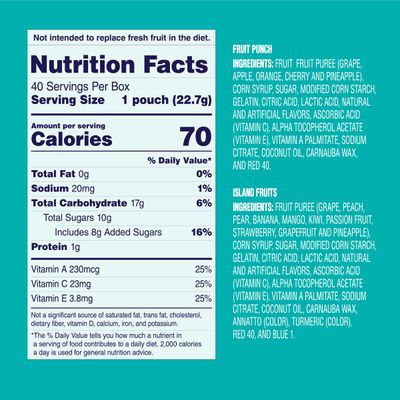 Welch's Fruit Snacks, Fruit Punch Island Fruits, Individual Single Serve Bags, 0.8 oz (Pack of 40)