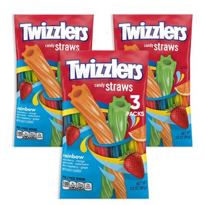 Fruit Flavored Twists Rainbow 3.7oz 3 packs - Rainbow Candy Jelly Fruit Licorice Candy - Holiday Favorites Fruit Jellys Candy Perfect For Birthday Treats Candy Buffet