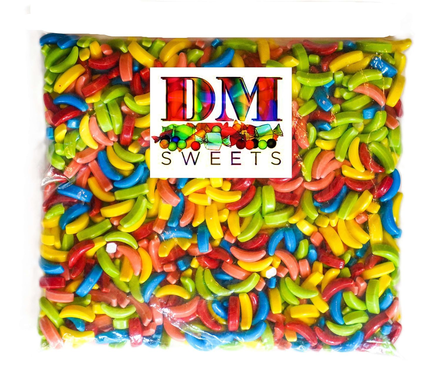 Crazy Banana Shaped Candy - 1 lb of Fresh Delicious Assorted Multi Colored Sweet Crunchy Banana Candy