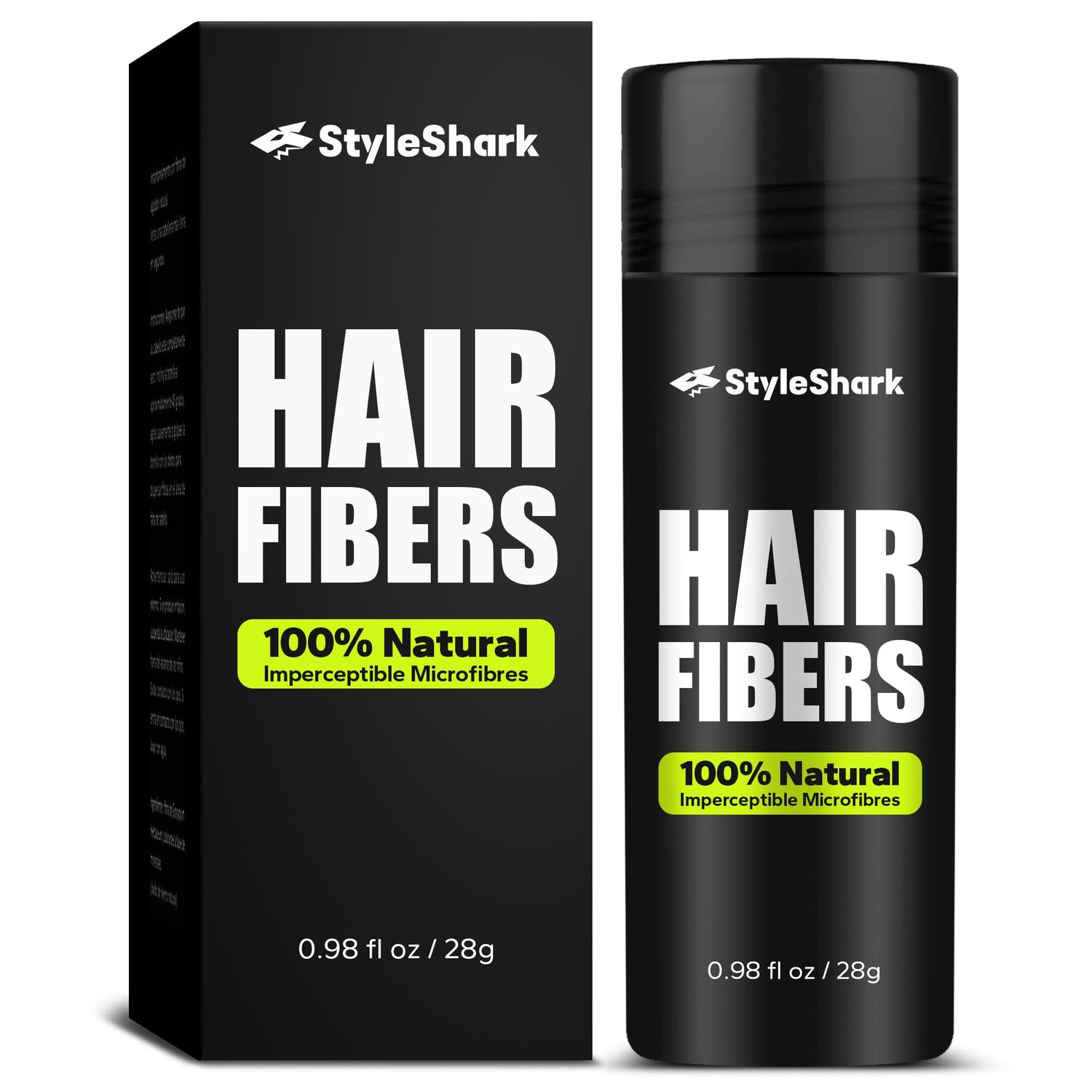 StyleShark Hair Fibers for Thinning Hair - Premium Unisex Thickening Powder with Hairpiece Filler for Instant Volume Density (Grey, 28g)