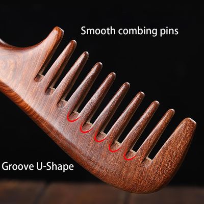 2 Pcs Wooden Hair Comb Set Wide Tooth and Fine Tooth Sandalwood Comb for Women Men, Anti-static Detangling Comb for Curly Straight Fine Wet Dry Hair