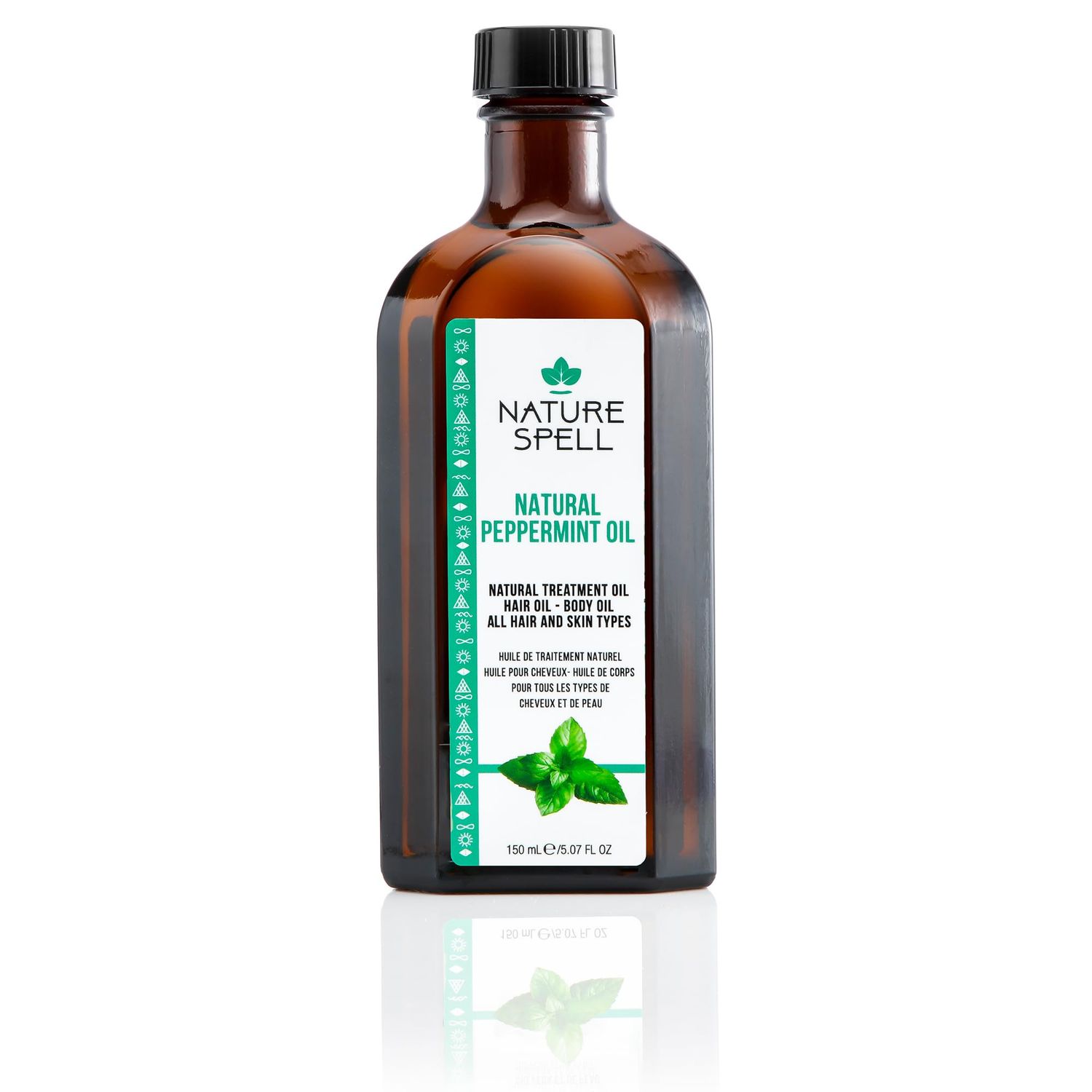 Nature Spell Peppermint Treatment Oil For Hair Body 150ml 5.07 FL OZ - Promotes Hair Growth and Relieve Scalp Irritation Dryness