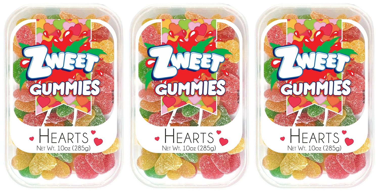 Zweet Sour Gummy Hearts 10 Ounce (Pack of 3) - Gummy Kosher Candy, Halal Candy, Valentine&#39;s Gummy Candy, Heart Candy - Resealable Pack of Sour Gummy Candy