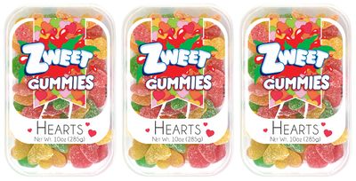 Zweet Sour Gummy Hearts 10 Ounce (Pack of 3) - Gummy Kosher Candy, Halal Candy, Valentine&#39;s Gummy Candy, Heart Candy - Resealable Pack of Sour Gummy Candy