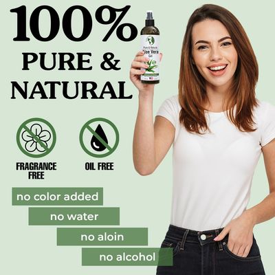 Earth's Daughter Organic Aloe Vera Gel from 100 Pure and Natural Cold Pressed Aloe - Moisturizes - Great for Face - Hair- Sunburn - Aftershave - Bug Bites - 12 oz.